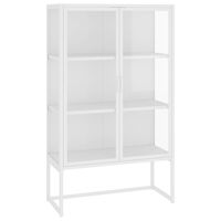 vidaXL Highboard White 31.5"x13.8"x53.1" Steel and Tempered Glass