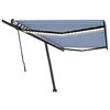 vidaXL Retractable Awning Blue and White Powder-coated aluminum Large