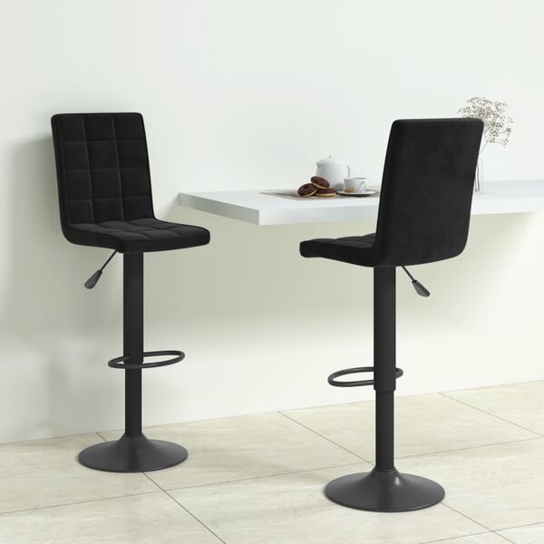 vidaXL Bar Stool Set of 2 Black Steel Adjustable Height Bar Stool