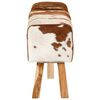 vidaXL Bench Brown and white Real goat leather, solid mango wood 63 in