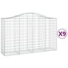 vidaXL Gabion Basket Set of 9 Silver Galvanized iron Large Durable