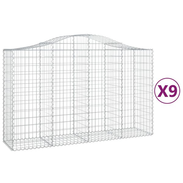 vidaXL Gabion Basket Set of 9 Silver Galvanized iron Large Durable