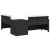 vidaXL Patio Sofa with Table and Cushions L-Shaped Black Poly Rattan