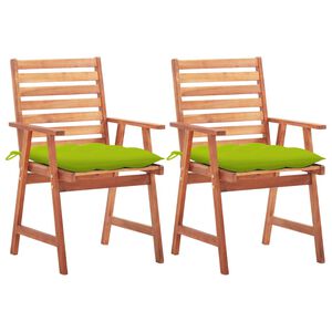 vidaXL Patio Chair Set of 2 Light Brown Solid Acacia Wood Medium