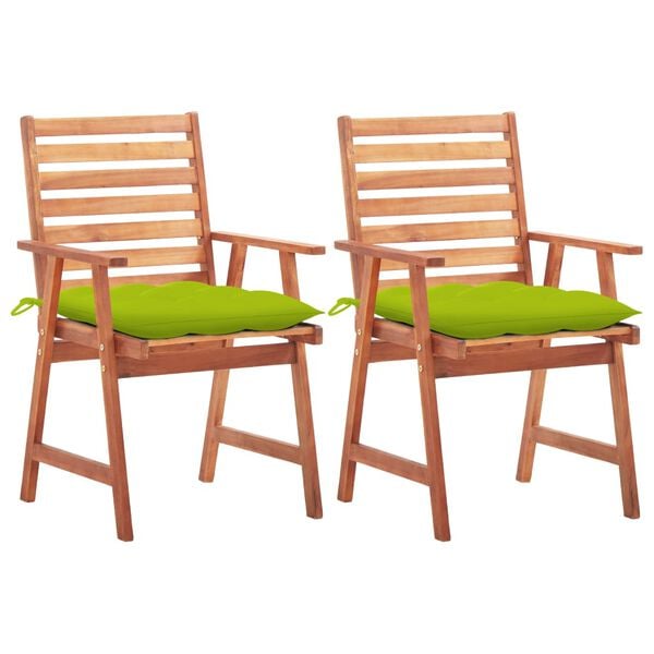 vidaXL Patio Chair Set of 2 Light Brown Solid Acacia Wood Medium