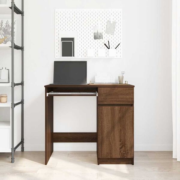 vidaXL Desk Brown Oak Engineered Wood 33.9 x 19.3 x 29.9 in Desk