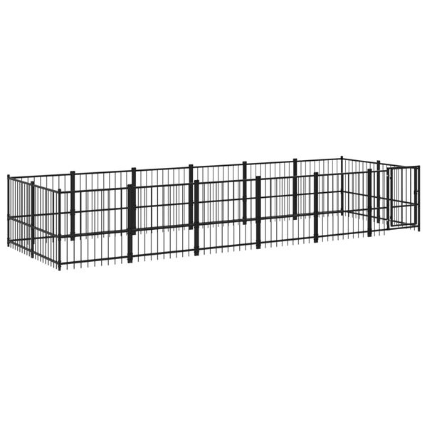 vidaXL Dog Kennel Black Powder-coated Steel Large Durable Dog Kennel