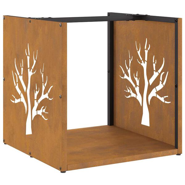 vidaXL Firewood Rack 15.7x15.7x15.7" Weathering Steel