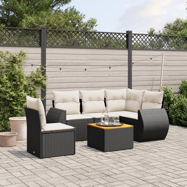 vidaXL Garden Sofa Set Black and cream