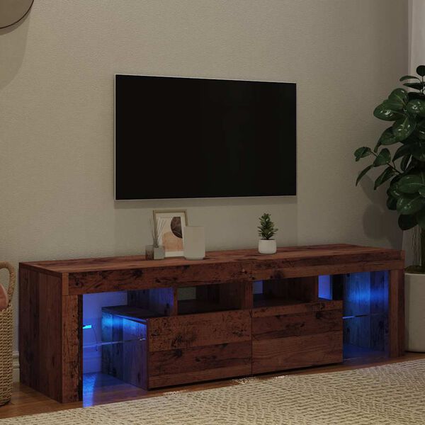 vidaXL TV Cabinet Old wood Engineered wood, glass Large Storage