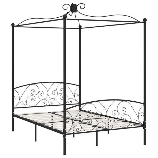 vidaXL Bed Frame Black Metal, Plywood Full Bed Frame Rectangular