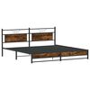 vidaXL Bed Frame Smoked Oak Steel, Engineered Wood Double Bed Frame
