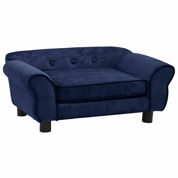 vidaXL Dog Sofa Blue Plush (80% polyester, 20% cotton), solid fir wood