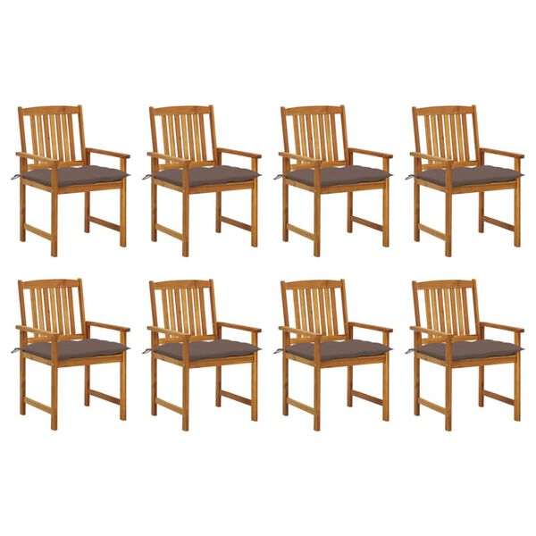 vidaXL Patio Chair Set of 8 Taupe (cushion) Solid Acacia wood