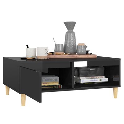 vidaXL Coffee Table High Gloss Black 35.4"x23.6"x13.8" Engineered Wood