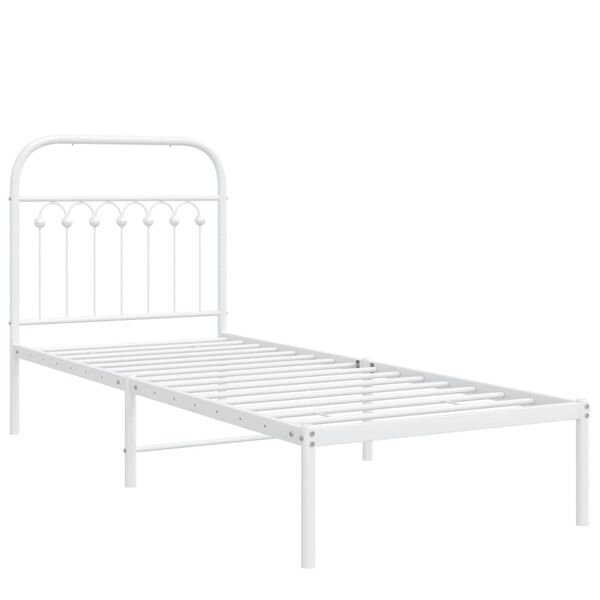 vidaXL Bed Frame White Steel Small Single Bed Frame Rectangular