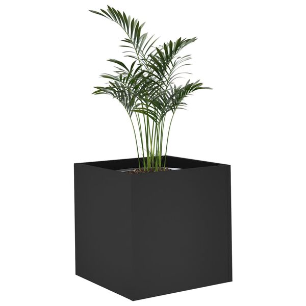 vidaXL Planter Box Black Engineered Wood 15.7x15.7x15.7 in Square