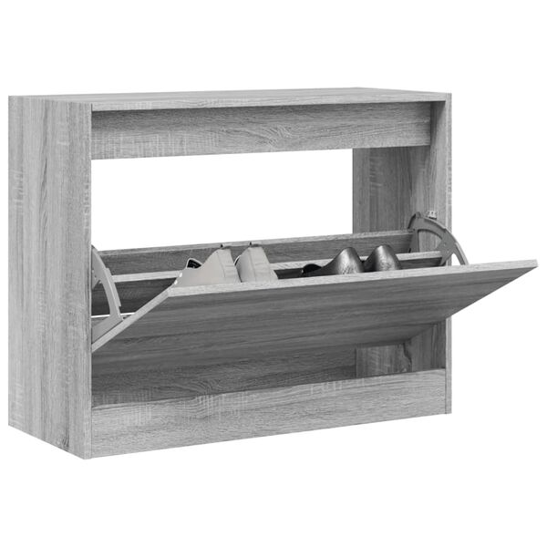 vidaXL Shoe Cabinet Gray Sonoma Engineered Wood Compact Modern