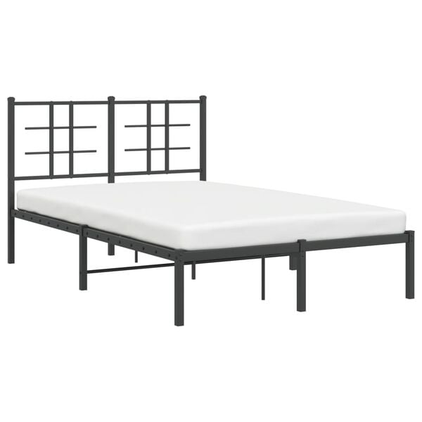 vidaXL Bed Frame Black Steel Double Bed Frame Rectangular Modern