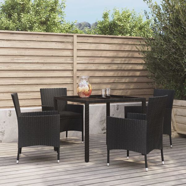 vidaXL Patio Dining Set Set of 4 Black