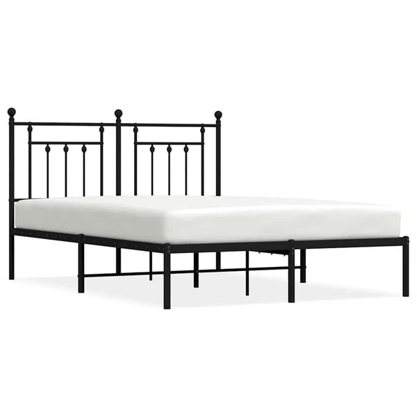 vidaXL Bed Frame Black Steel King Size Bed Frame Rectangular