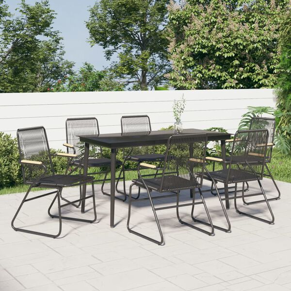 vidaXL Garden Dining Set Black PVC rattan Large Seats Many