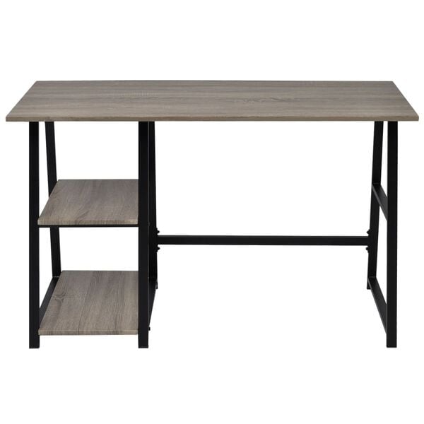 vidaXL Desk Grey and Oak MDF and Metal Medium Desk Rectangular