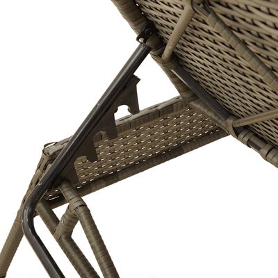 Close-up of frame and wicker weave near the chaise mechanism.