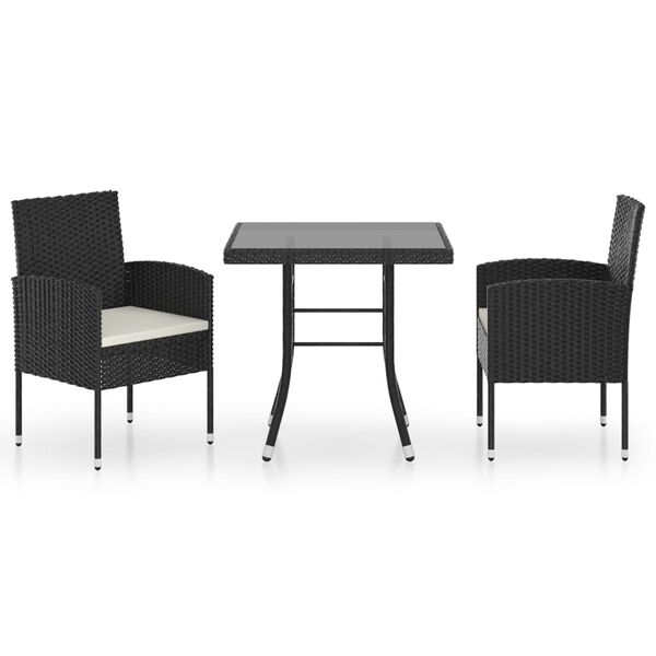 vidaXL Garden Dining Set Black and Cream White Cushions