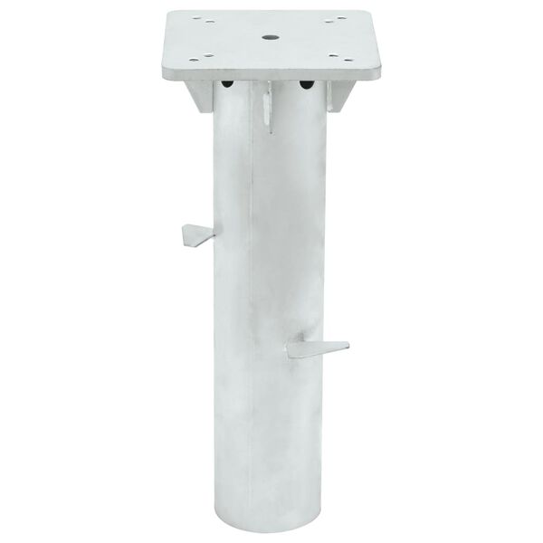 vidaXL In-ground Parasol Base Silver Steel Compact Durable