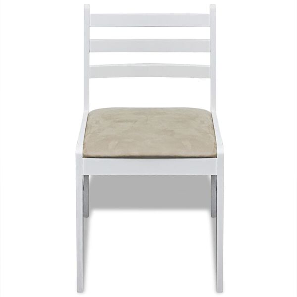 vidaXL Chair Set of 6 White Rubberwood and Polyester Standard Durable