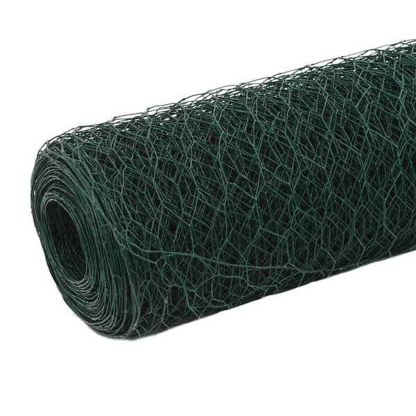 vidaXL Chicken Wire Fence Steel with PVC Coating 82.0x4.9' Green