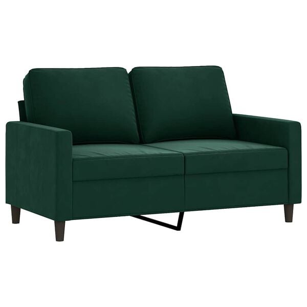 vidaXL 2-seater Sofa Dark green Velvet (100% polyester), metal, textilene