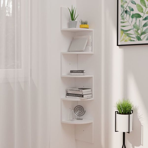 vidaXL Wall Corner Shelf White Engineered wood Medium Wall Corner Shelf