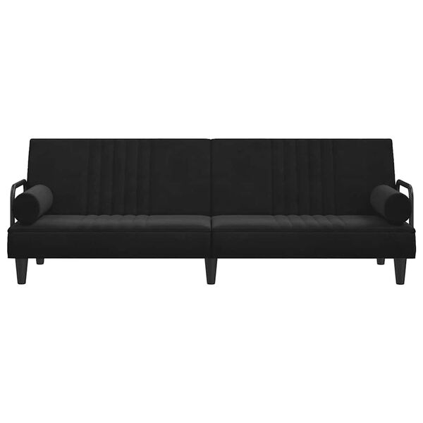 vidaXL Sofa Bed Black Velvet (100% polyester), plywood Standard