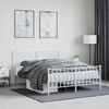 vidaXL Bed Frame White Steel Double Bed Frame Rectangular