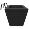 vidaXL Planter Black PE rattan Medium Hooks Planter Trapezoidal