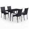vidaXL Garden Dining Set Black PE rattan, powder-coated steel, glass
