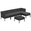 vidaXL Garden Lounge Set Black PE Rattan, Powder-Coated Steel, Polyester
