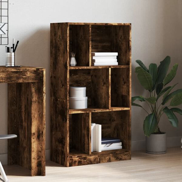 vidaXL Bookcase Smoked Oak Engineered Wood Medium Modern Bookshelves