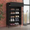 vidaXL Shoe Cabinet Black Engineered wood, Iron Medium Shoe Cabinet