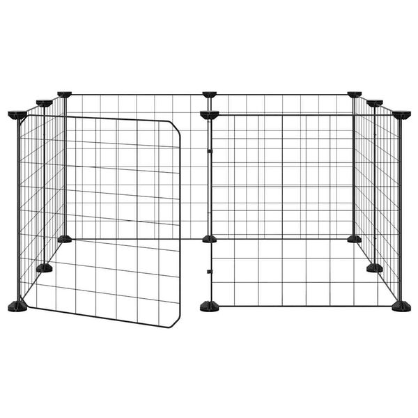 vidaXL Pet Cage Black Powder-coated steel Medium Collapsible
