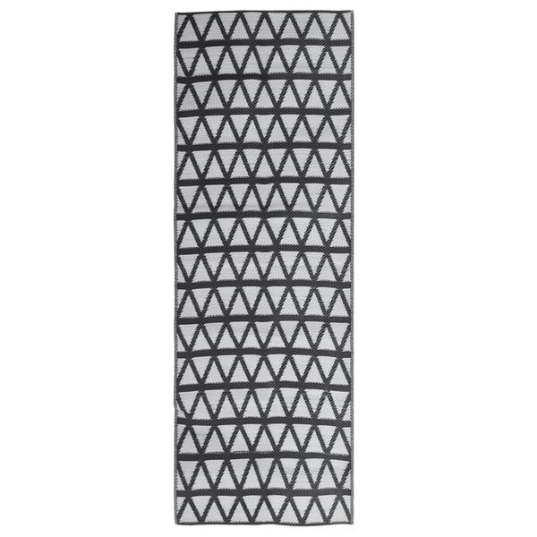 vidaXL Outdoor Rug Black Polypropylene (PP) 31.5x98.4 in Pattern