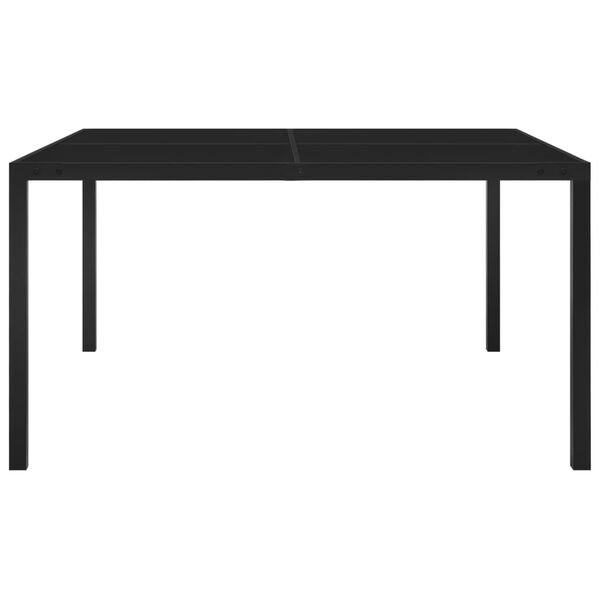 vidaXL Garden Table Black Powder-coated steel, tempered glass