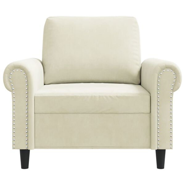vidaXL Sofa Chair Cream Velvet (100% polyester), metal, textilene Single