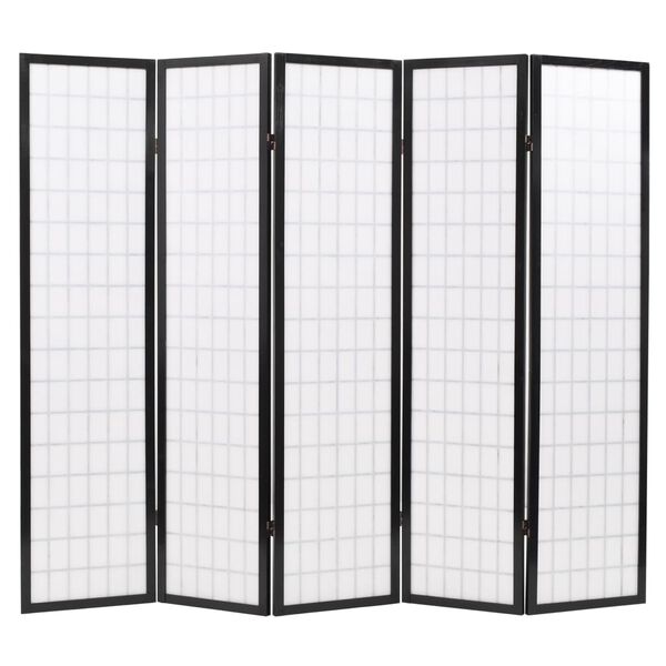 vidaXL Folding 5-Panel Room Divider Japanese Style 78.7"x66.9" Black