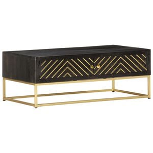 vidaXL Coffee Table Black and Gold Solid Mango Wood 35.4x19.7x13.8 in