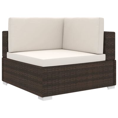vidaXL Sectional Corner Chair with Cushions Poly Rattan Brown