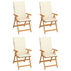 vidaXL Garden Chair Set of 4 Teak Wood Standard Foldable Garden Chair