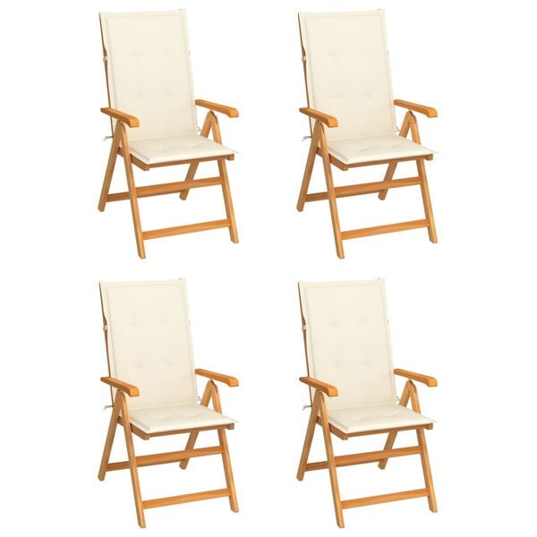 vidaXL Garden Chair Set of 4 Teak Wood Standard Foldable Garden Chair
